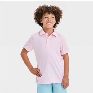 Cat & Jack Soft Pink Polo Shirt Size 14 Pique Stripe Cotton Summer Preppy